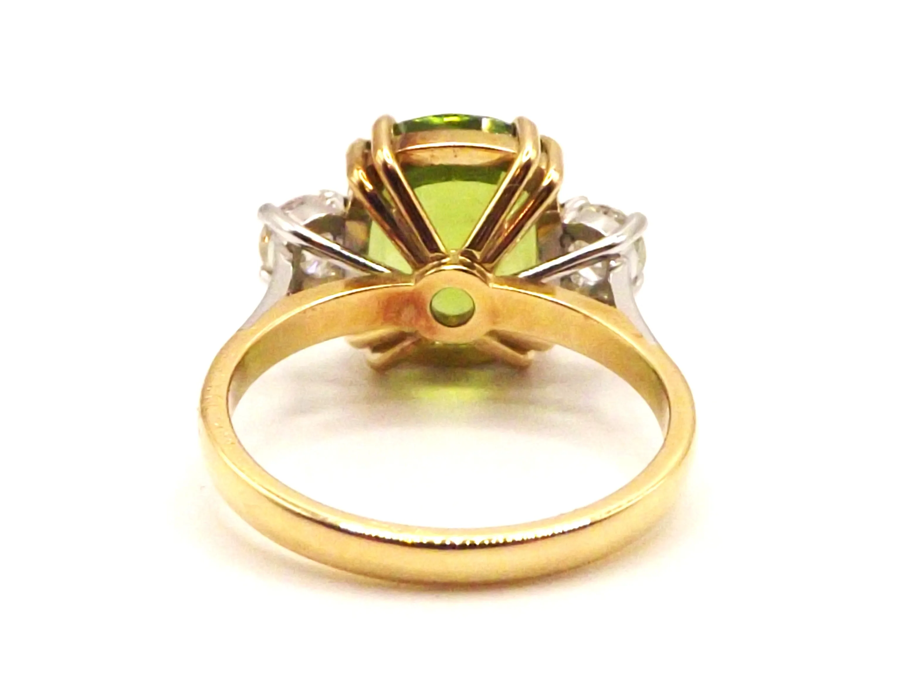 5.55 ct Cushion Cut Peridot   0.50 ct Diamonds 18 ct Yellow and White Gold