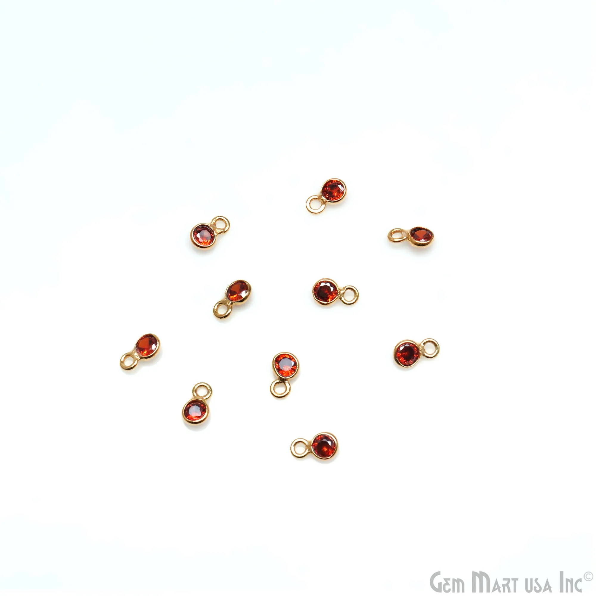 5pc Lot Round 2mm Gold Plated Single Bail Gemstone Connector