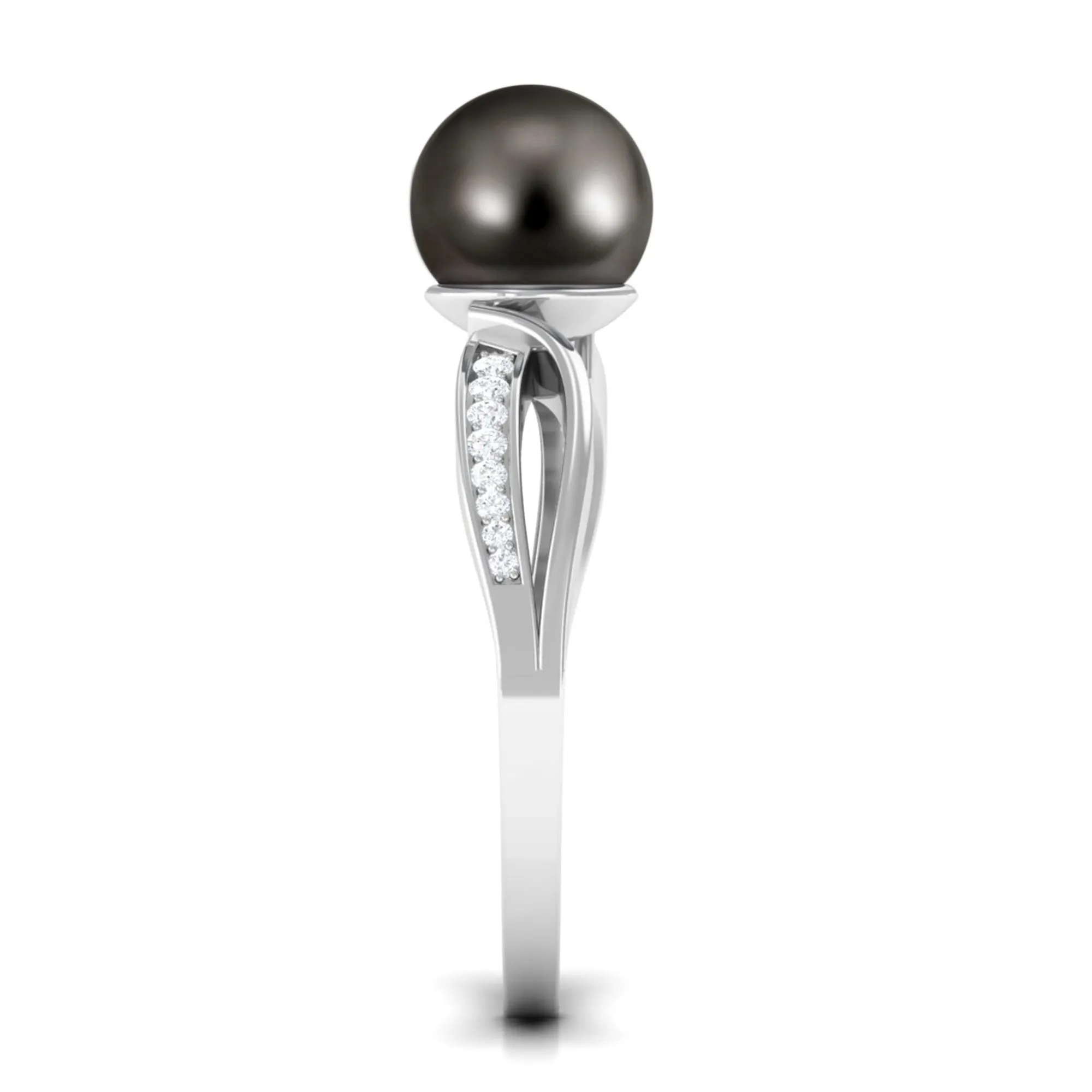 7.25 CT Solitaire Tahitian Pearl Engagement Ring with Diamond