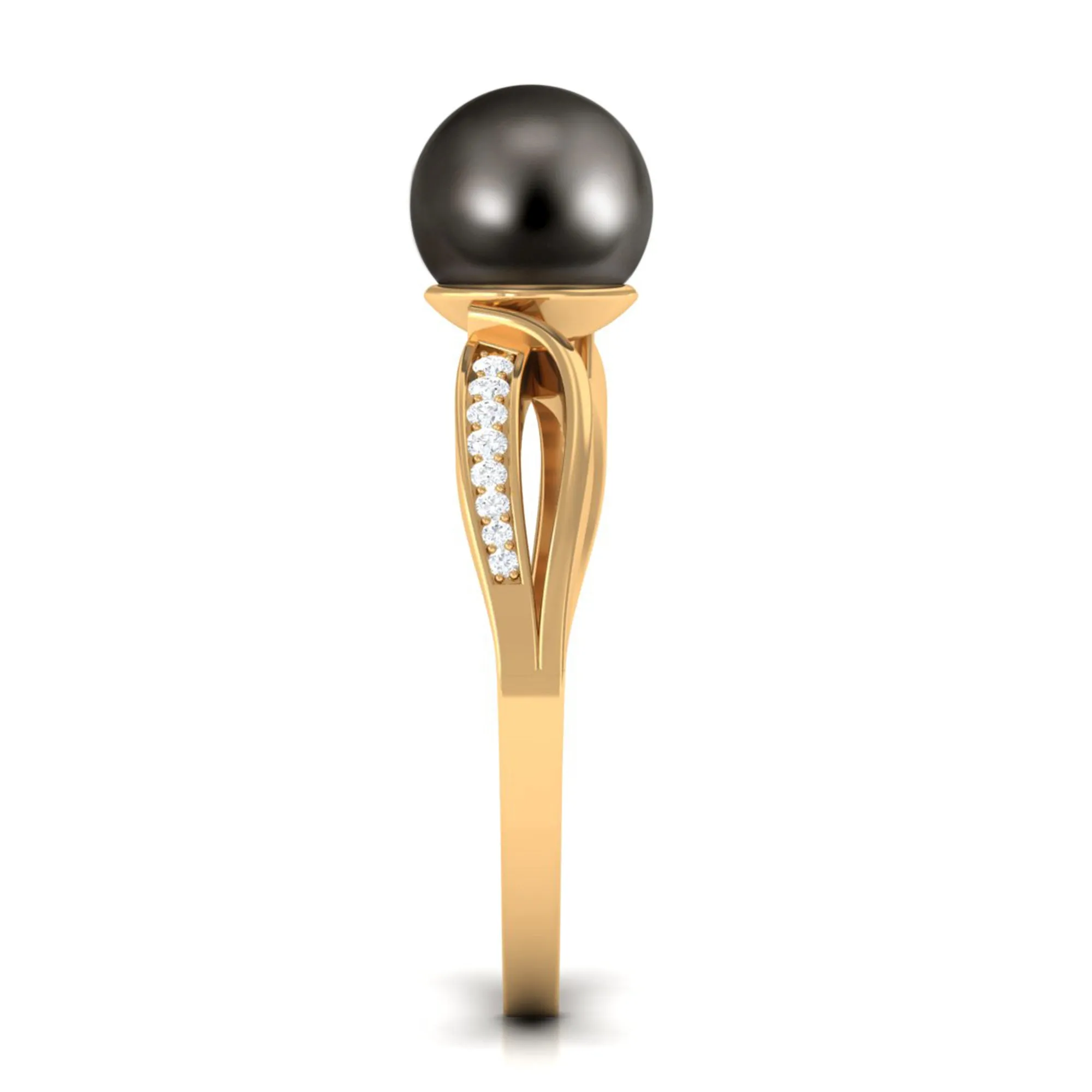7.25 CT Solitaire Tahitian Pearl Engagement Ring with Diamond