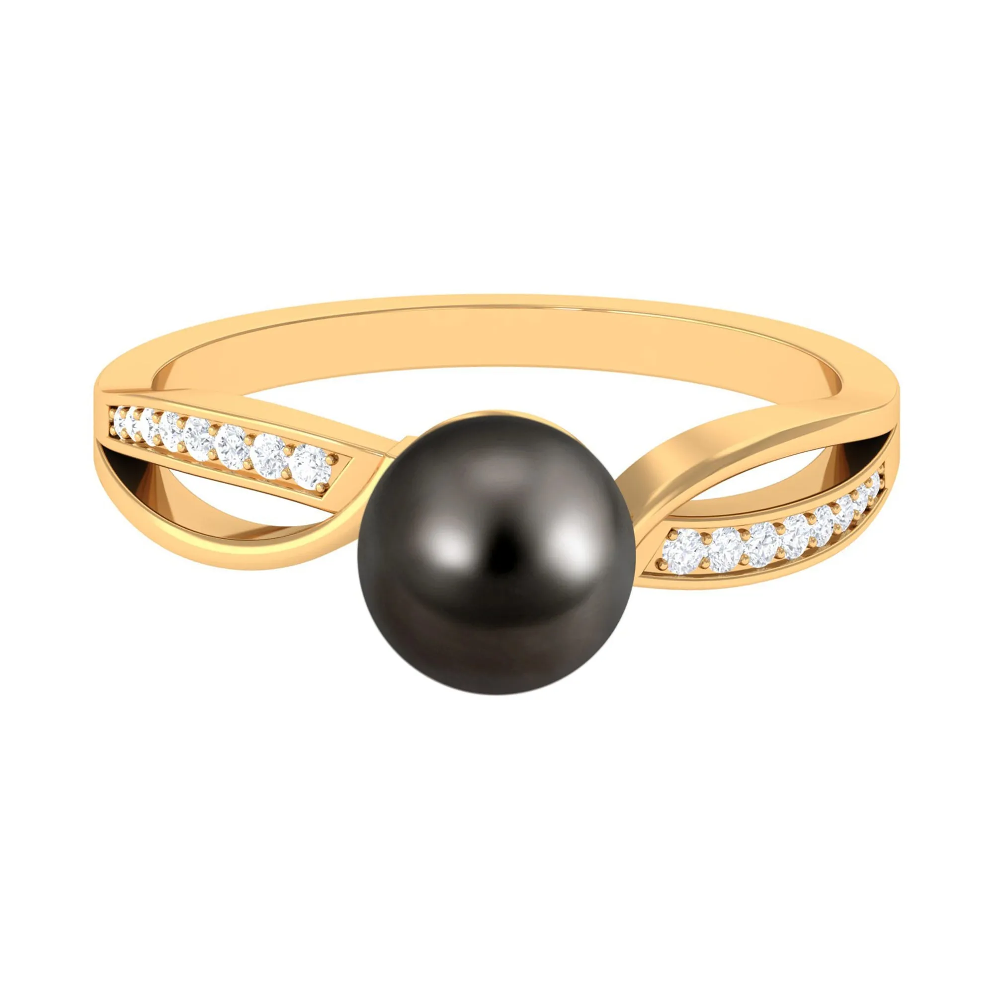 7.25 CT Solitaire Tahitian Pearl Engagement Ring with Diamond