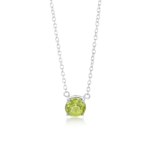 7mm Natural Peridot Pendant in Sterling Silver with Chain