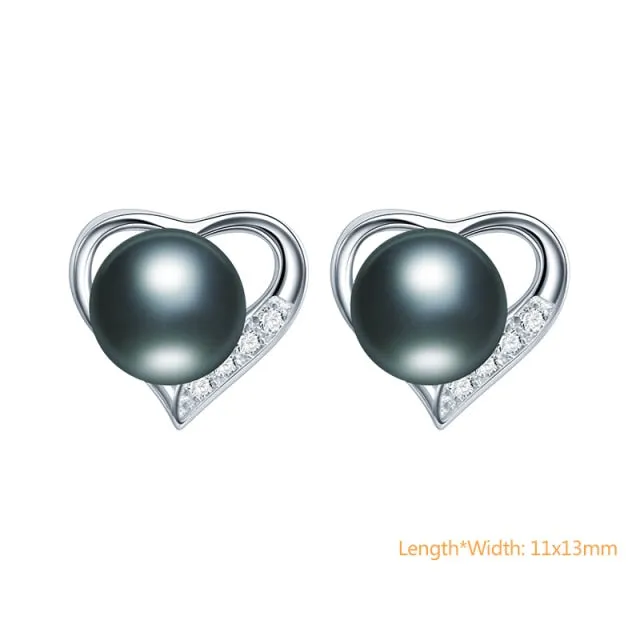 925 Silver Black Cultured Freshwater Pearl Earrings