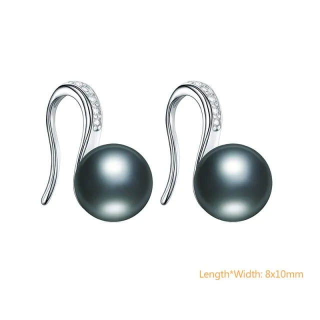 925 Silver Black Cultured Freshwater Pearl Earrings