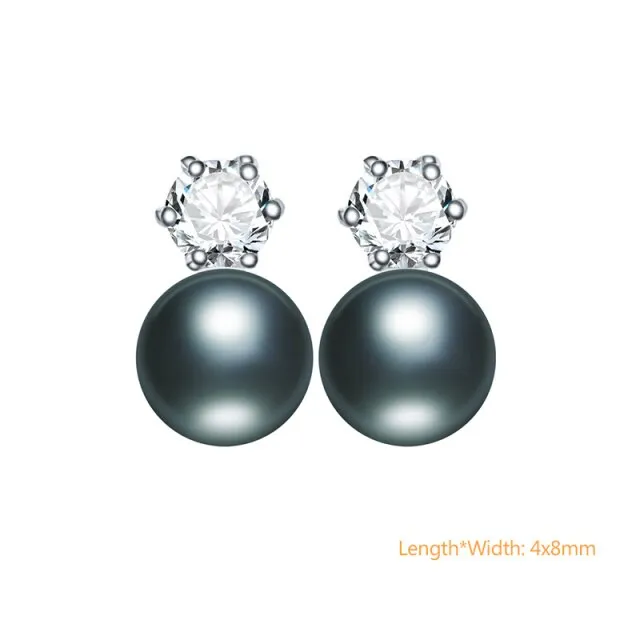 925 Silver Black Cultured Freshwater Pearl Earrings