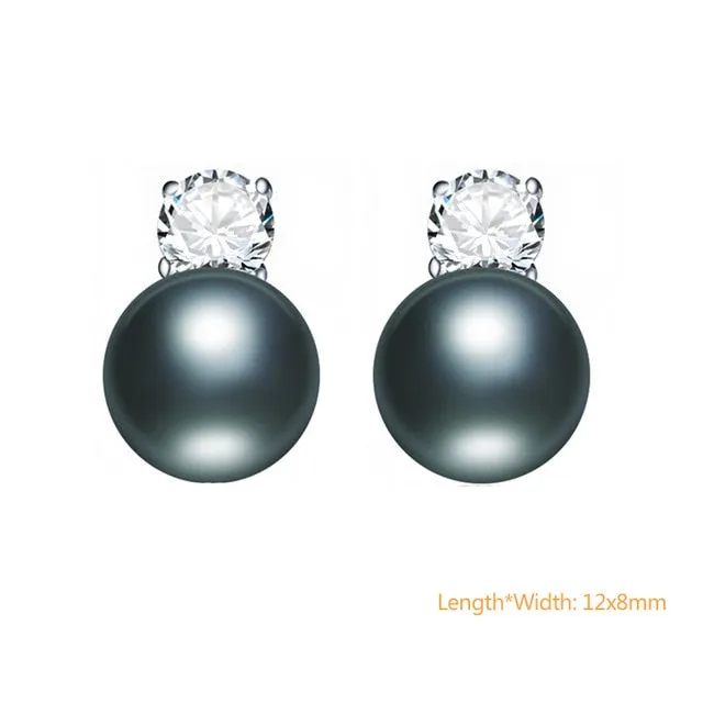 925 Silver Black Cultured Freshwater Pearl Earrings