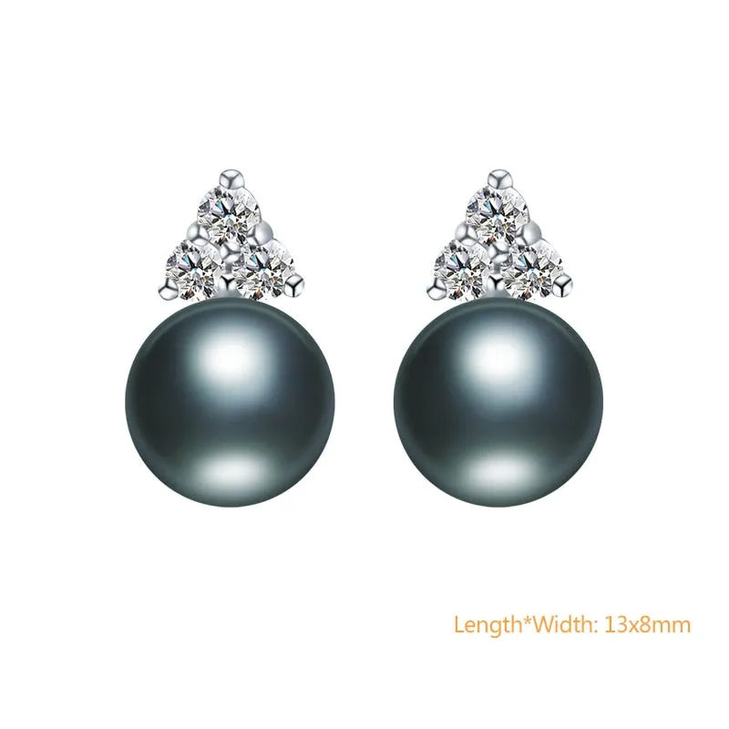 925 Silver Black Cultured Freshwater Pearl Earrings