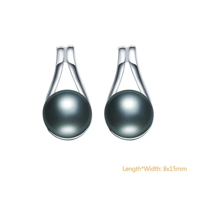 925 Silver Black Cultured Freshwater Pearl Earrings