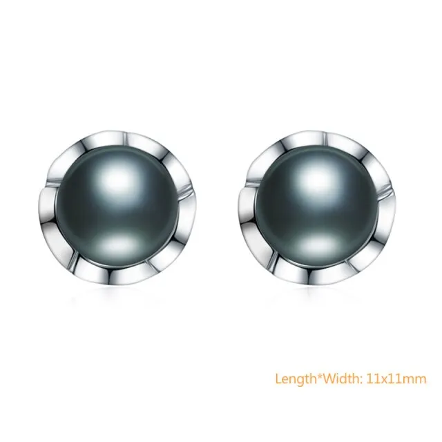 925 Silver Black Cultured Freshwater Pearl Earrings