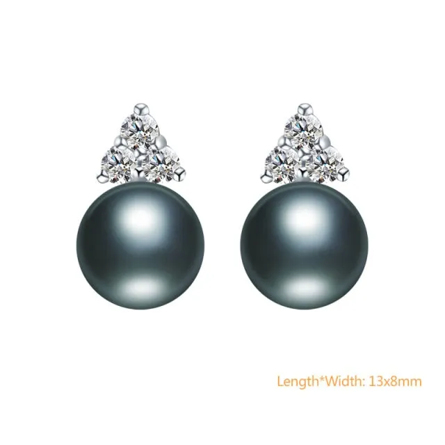 925 Silver Black Cultured Freshwater Pearl Earrings