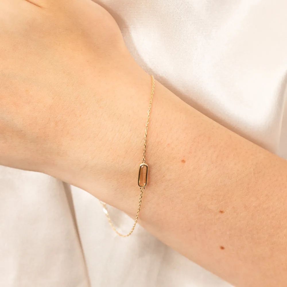 9ct Yellow Gold Natural Quartz 19cm Bracelet