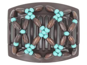 African Butterfly Thick Hair Comb - Ndebele Brown 108