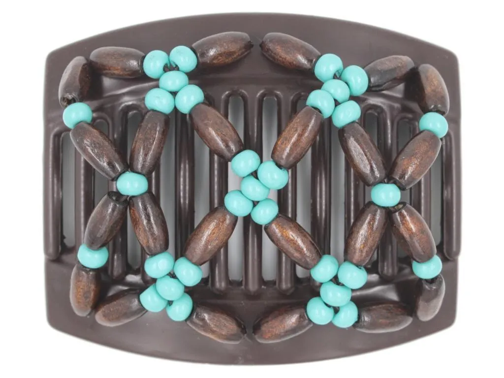African Butterfly Thick Hair Comb - Ndebele Brown 108