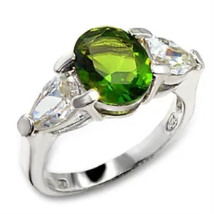 Alamode High-Polished 925 Sterling Silver Ring with Synthetic Spinel in Peridot