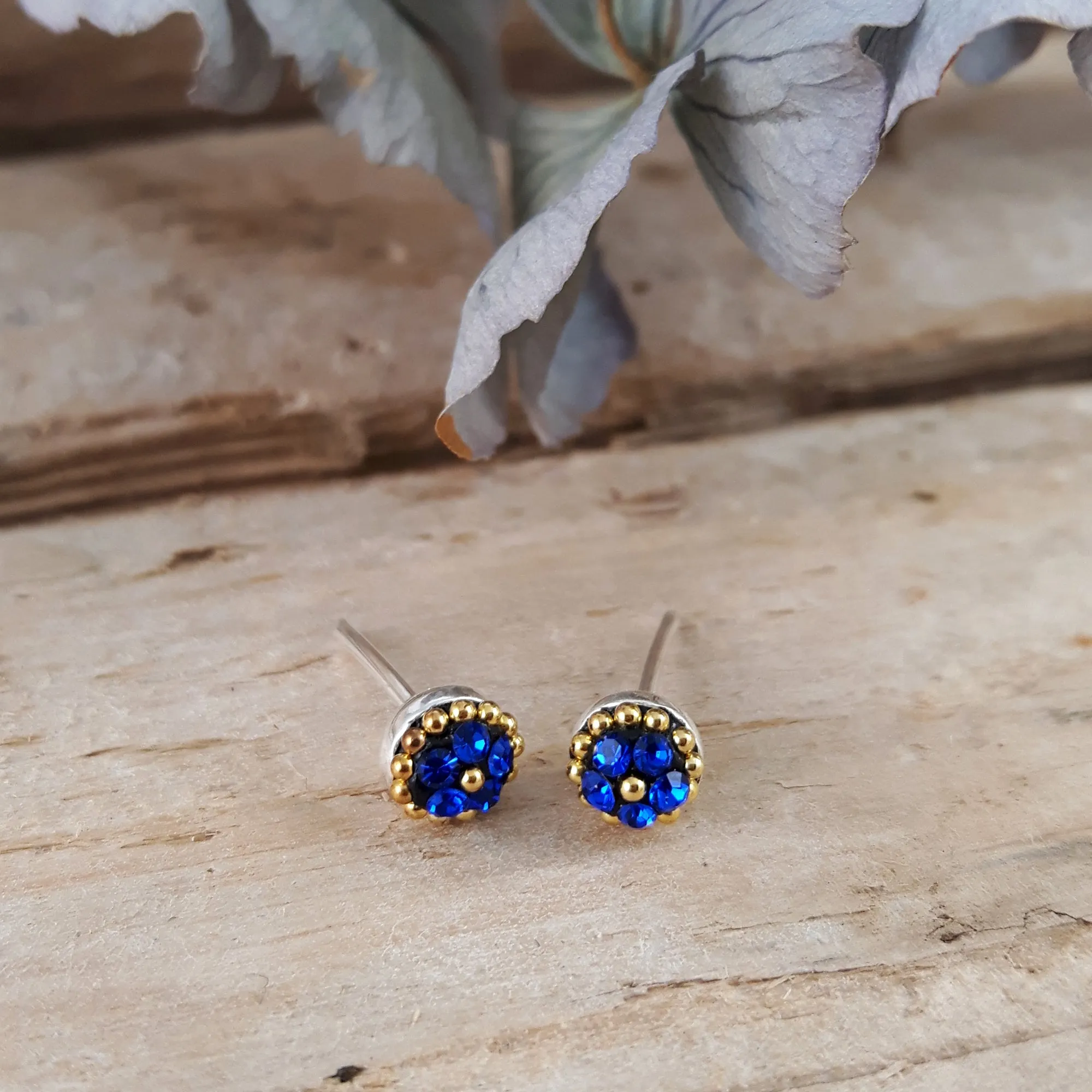 Allegra Blue Tiny Stud Earrings