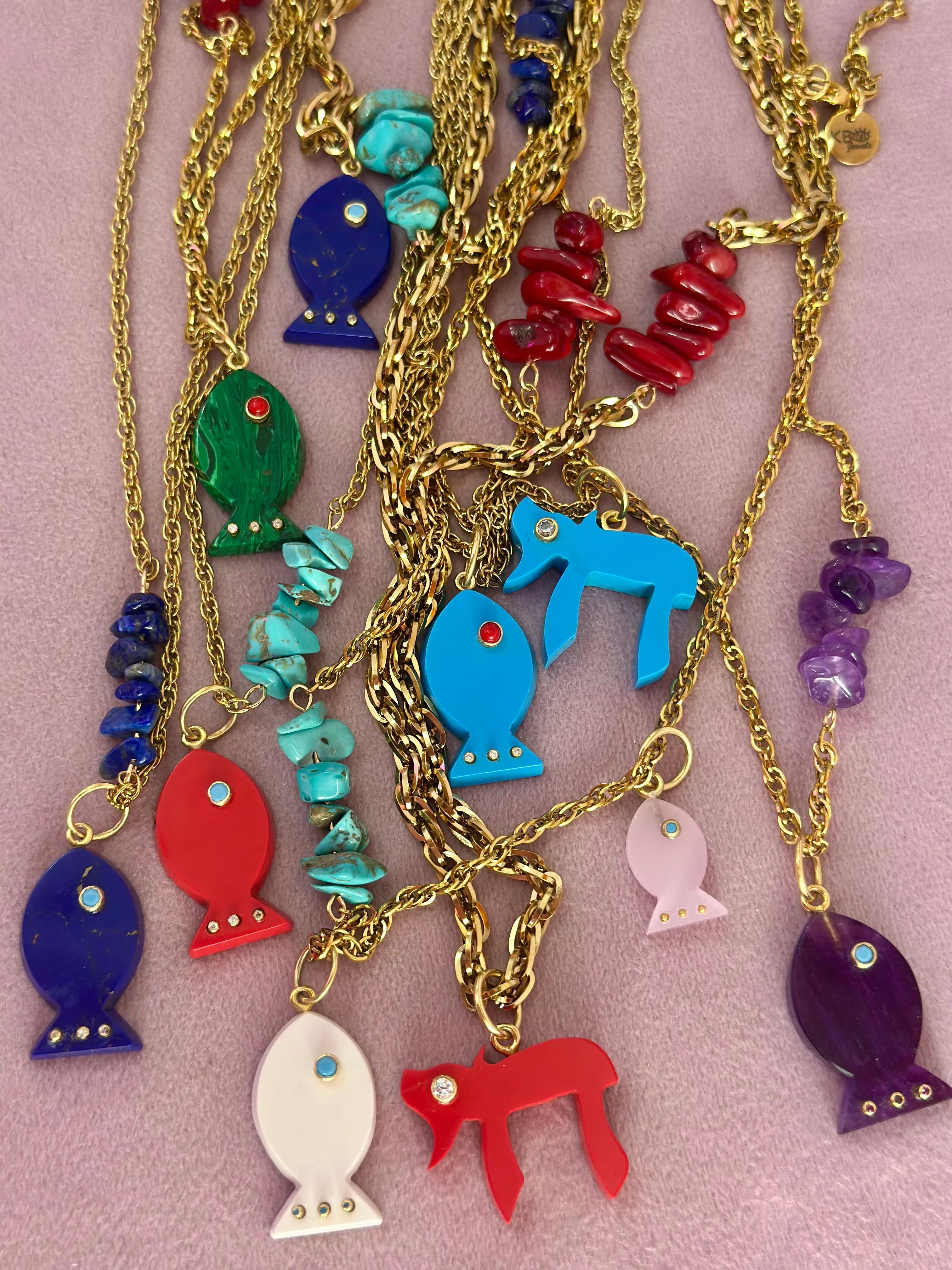 Amalfi lucky fish necklace white coral