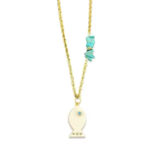 Amalfi lucky fish necklace white coral