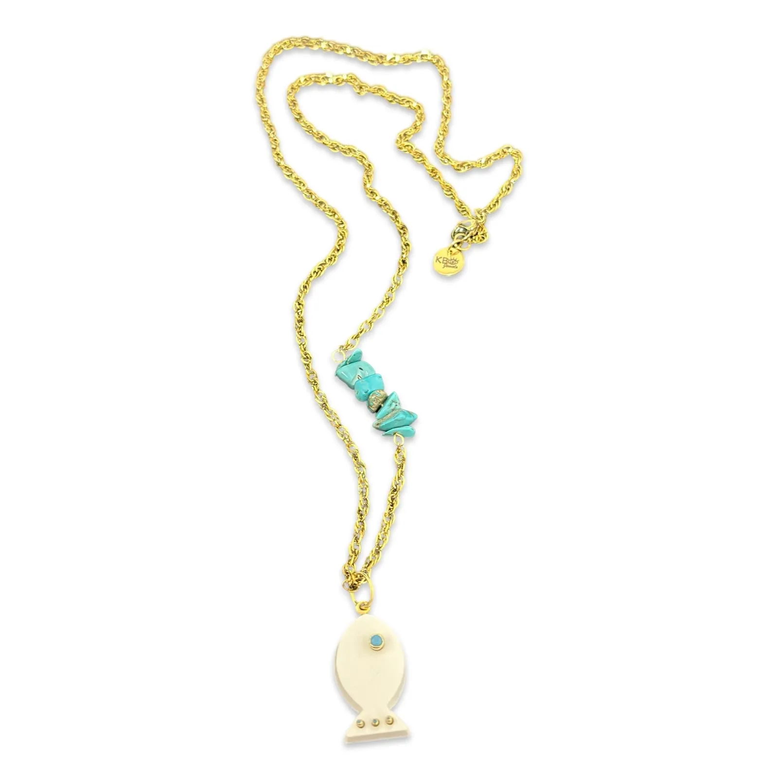 Amalfi lucky fish necklace white coral