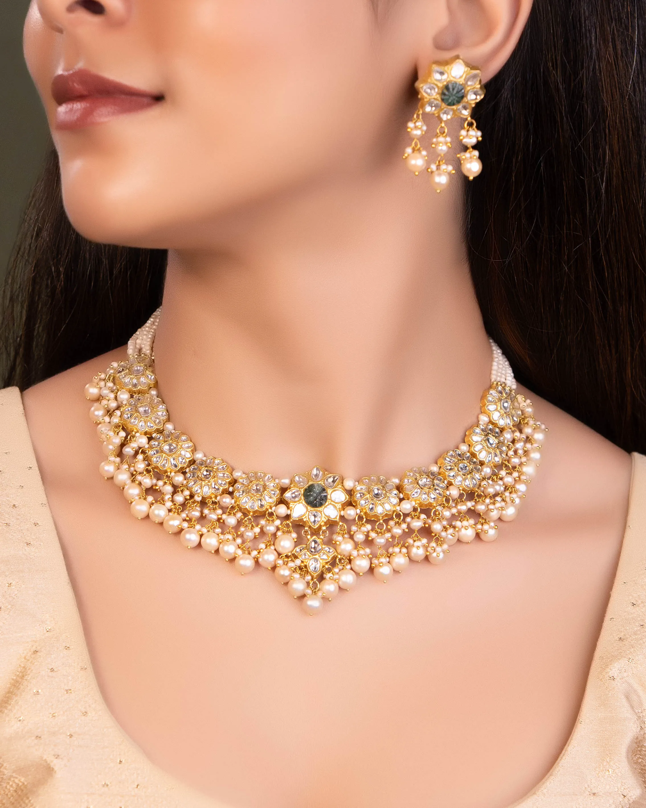 Amita Necklace And Tweesha Tops Polki Set
