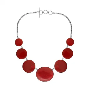 AN-1007-CR Sterling Silver Necklace With Coral