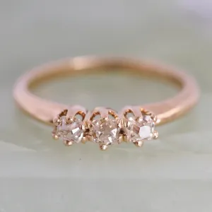 Antique 14k Gold Old Mine Cut Diamond Trilogy Engagement Ring