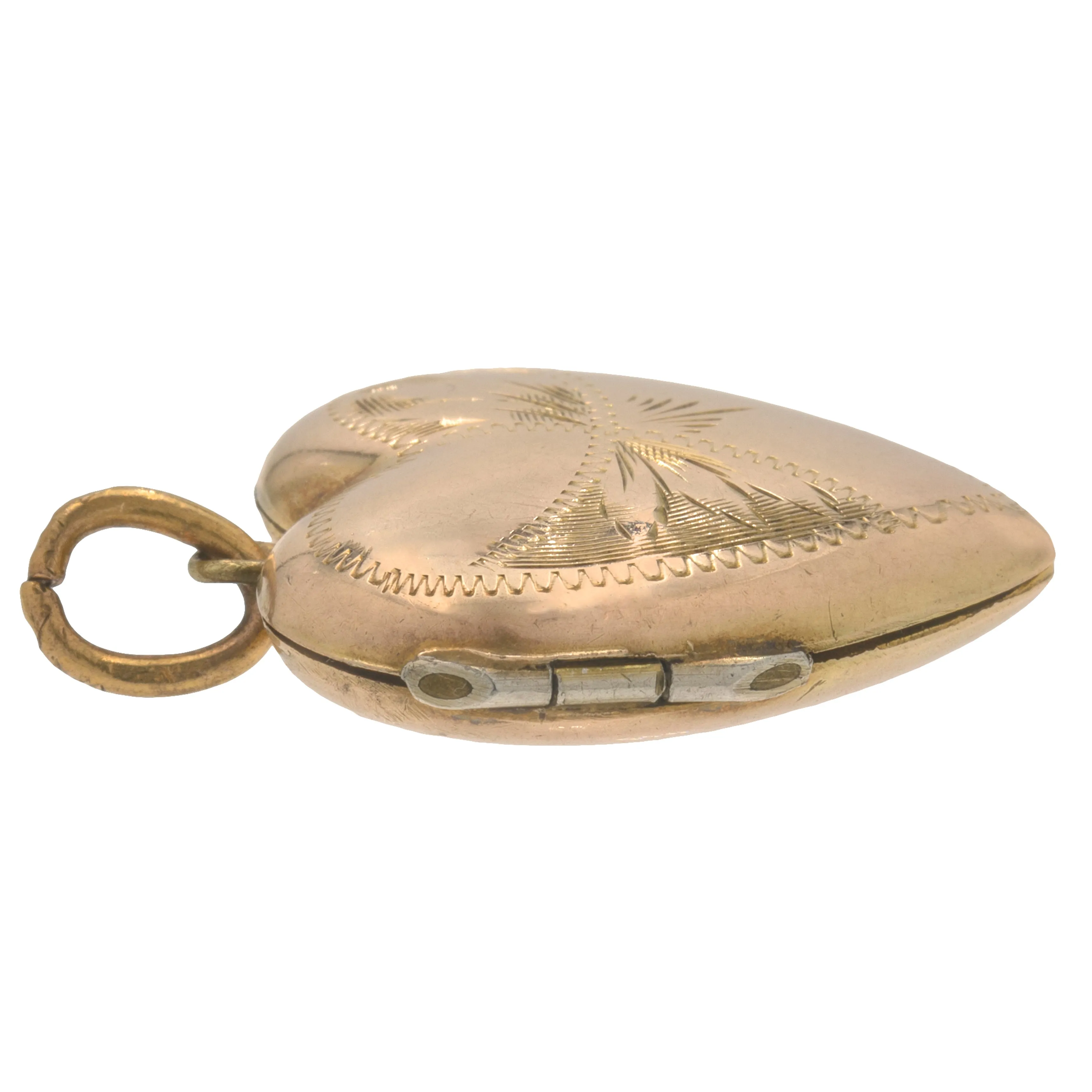 Antique 9ct Gold Engraved Heart Locket
