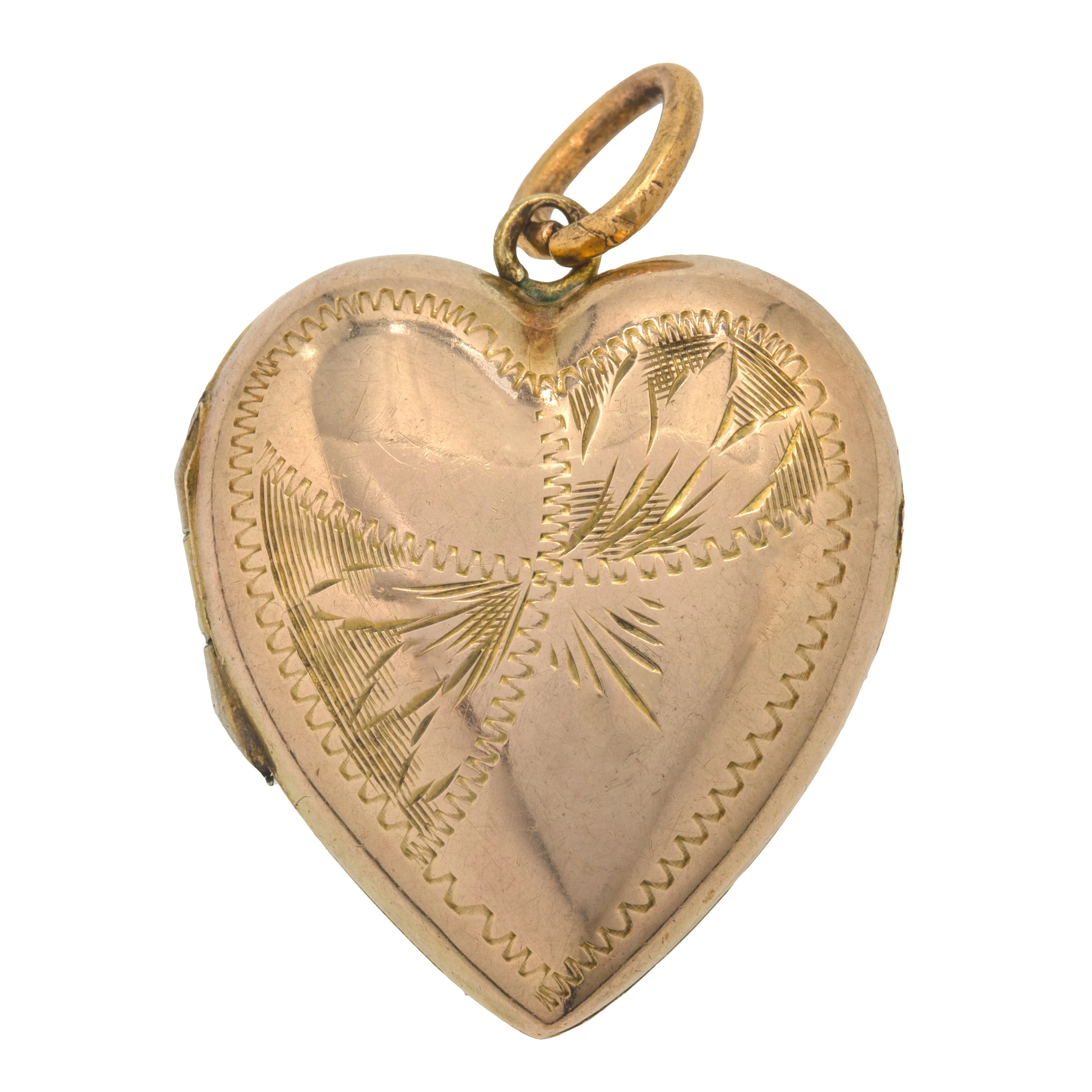 Antique 9ct Gold Engraved Heart Locket
