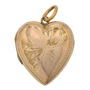 Antique 9ct Gold Engraved Heart Locket