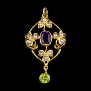 Antique Edwardian Suffragette Pendant 15Ct Yellow Gold Circa 1910