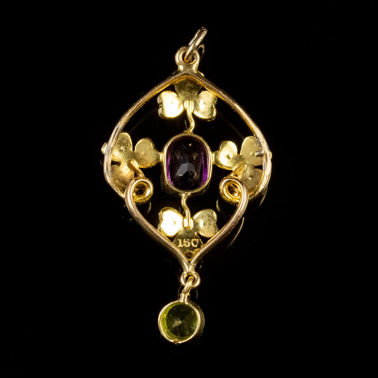 Antique Edwardian Suffragette Pendant 15Ct Yellow Gold Circa 1910
