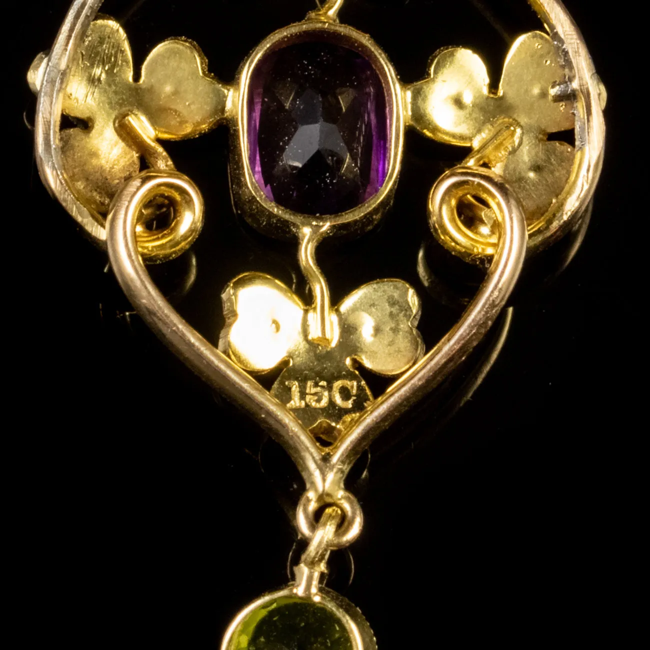 Antique Edwardian Suffragette Pendant 15Ct Yellow Gold Circa 1910