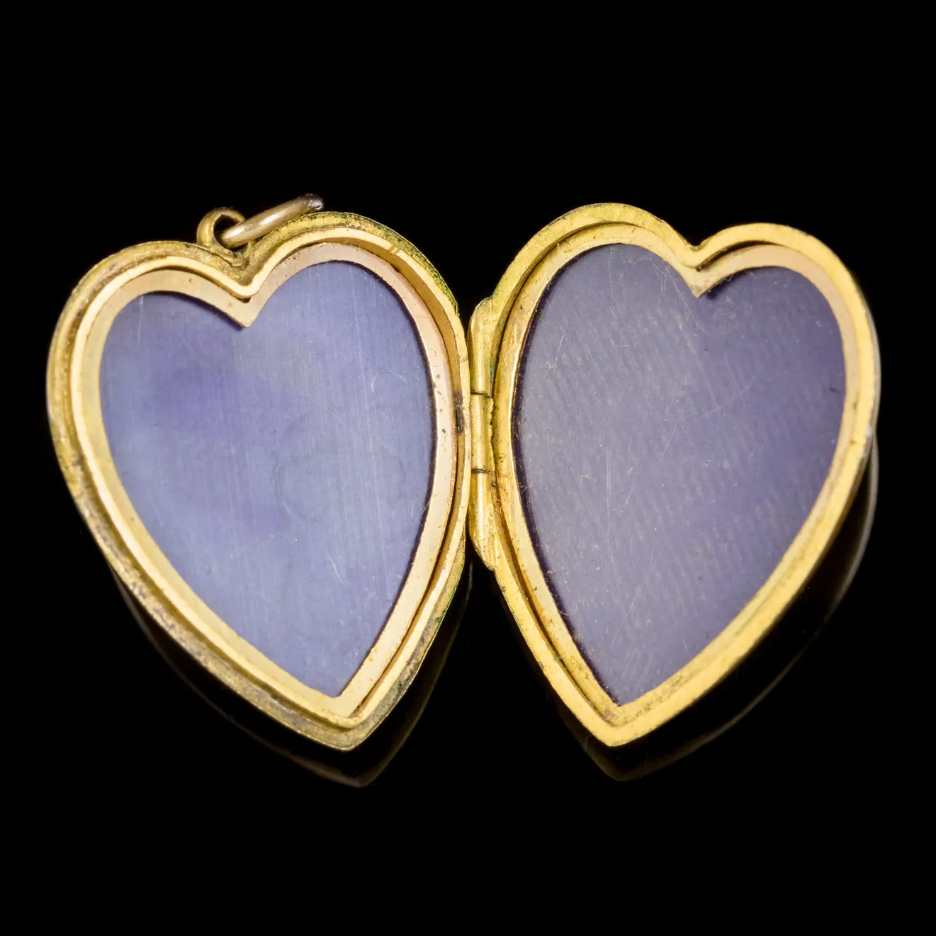 Antique Victorian Paste Lyre Heart Locket 9ct Gold Back And Front Circa 1900
