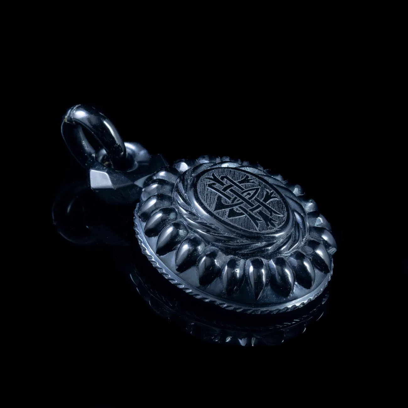 Antique Victorian Whitby Jet Locket Silver Circa 1860