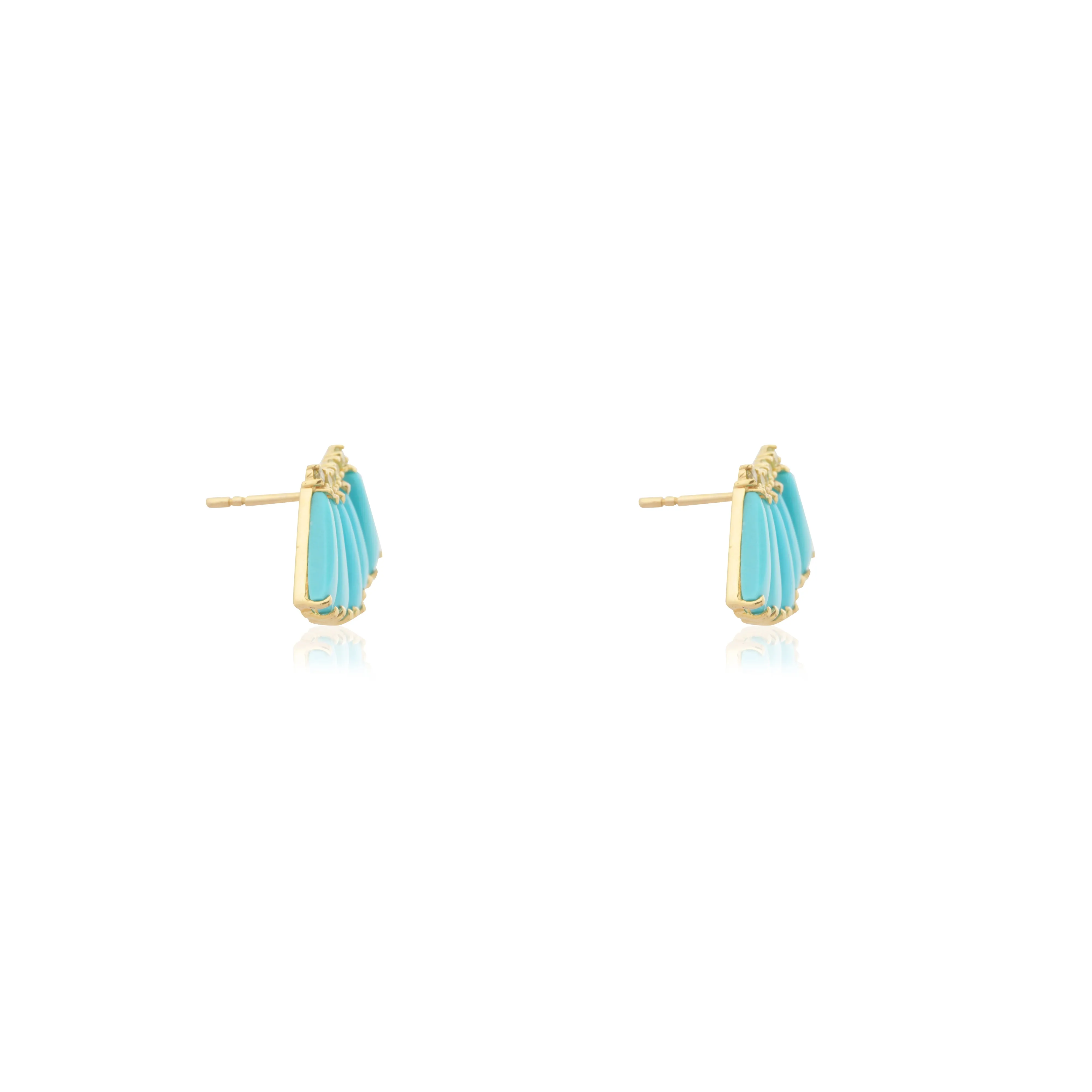 Arenal Turquoise and Peridot Studs, 14k Gold