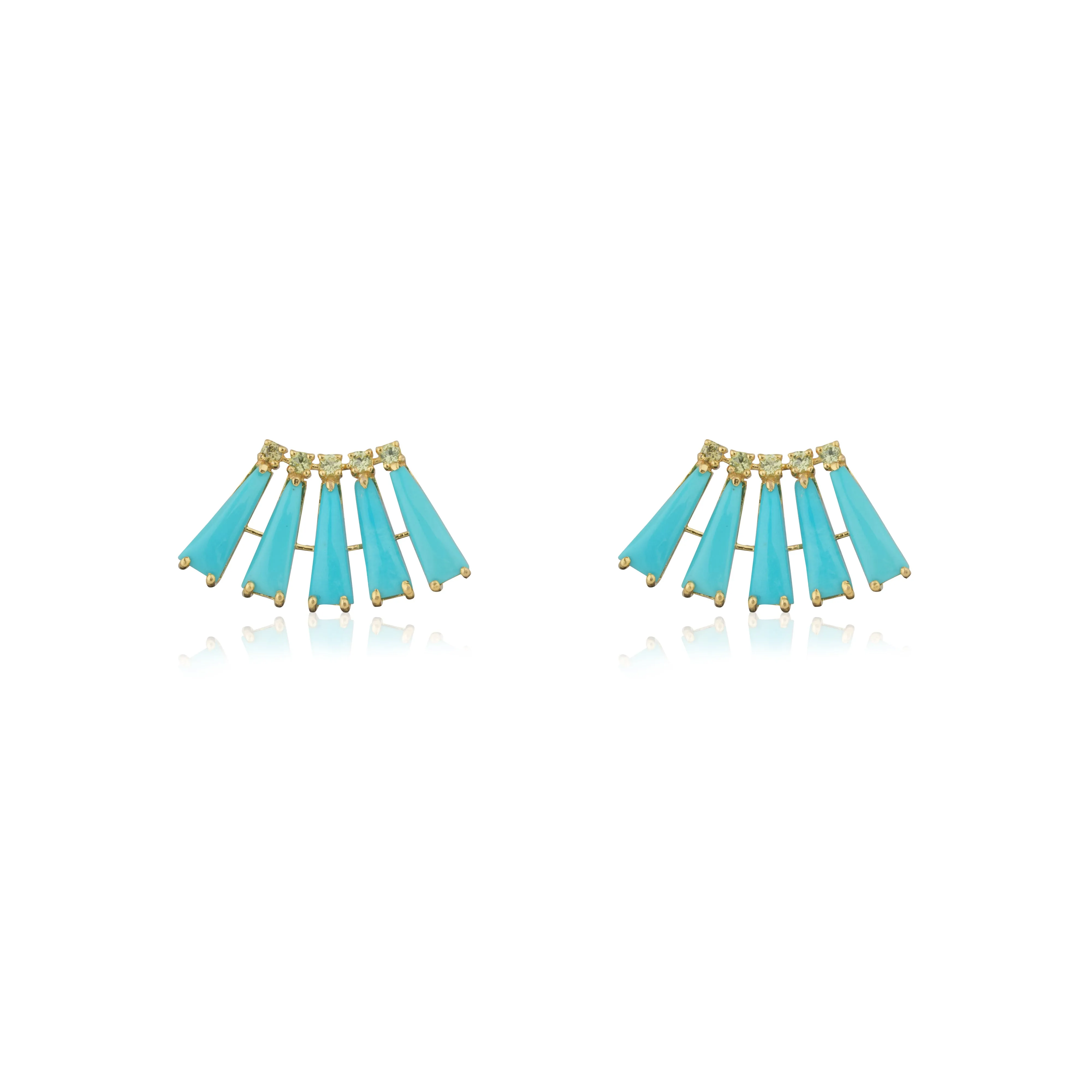Arenal Turquoise and Peridot Studs, 14k Gold