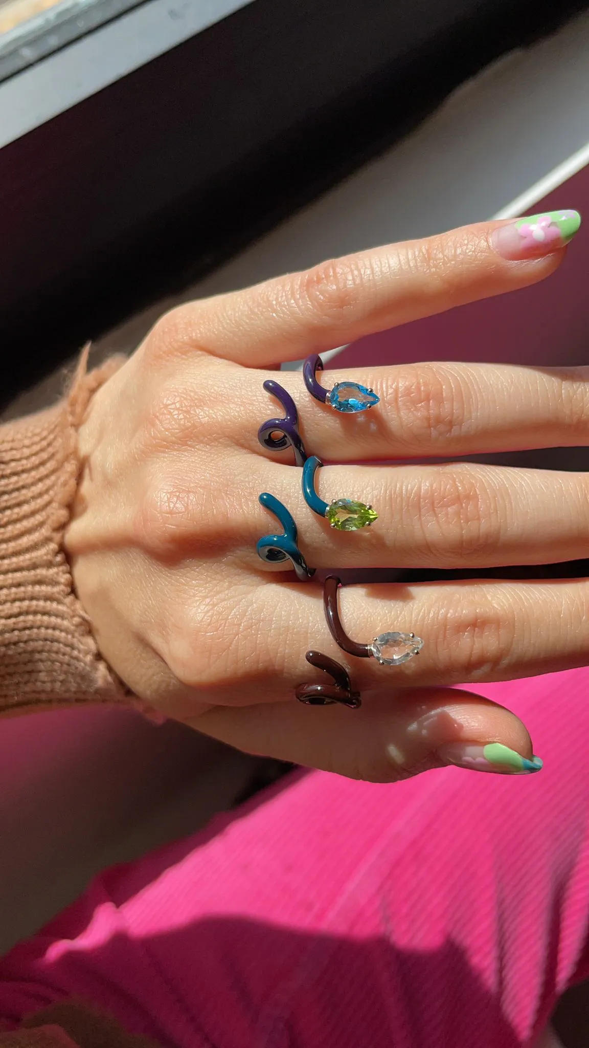 BABY VINE RING ~ IN TEAL