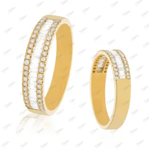 Baguette Diamond Thick Band Ring in US Size 7.75