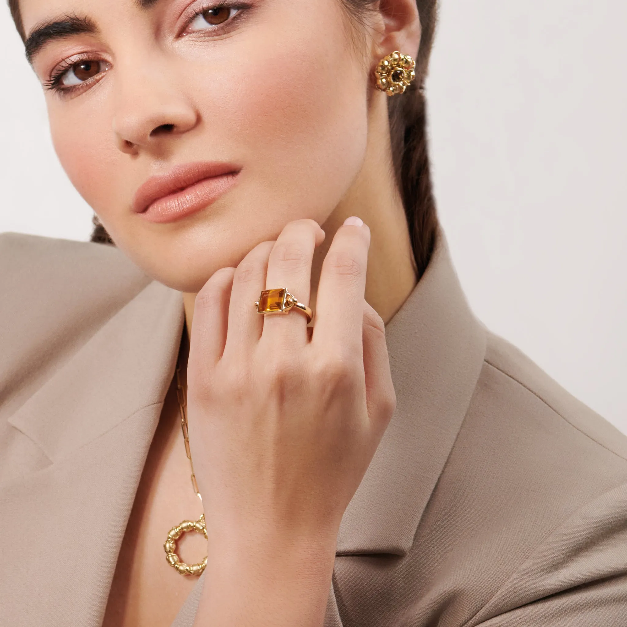 Baguette Ring Yellow Gold - Citrine