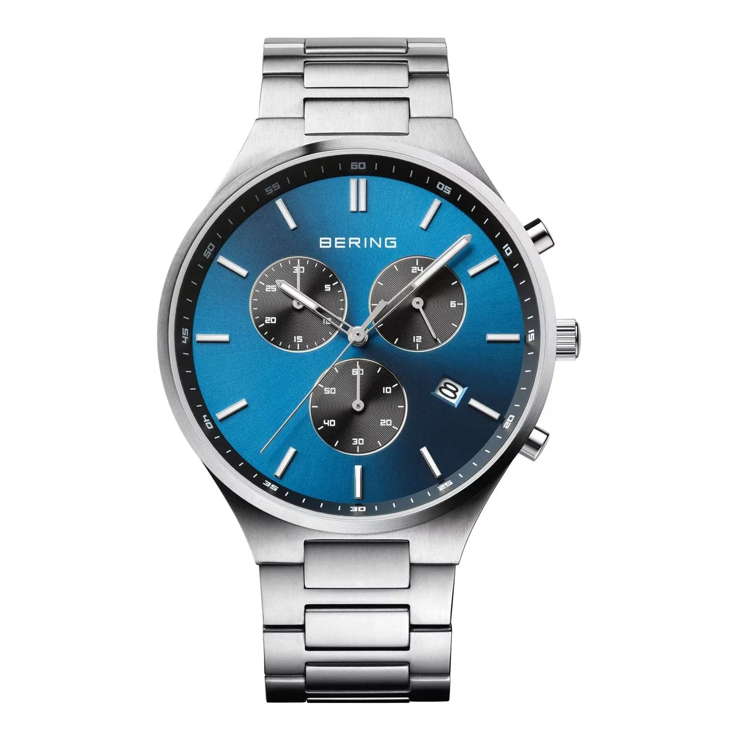Berring Men's blue chronograph bracelet watch in titanium case BERING, blue