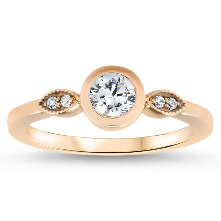 Bezel Set Engagement Ring Dainty Diamond Setting - Emily