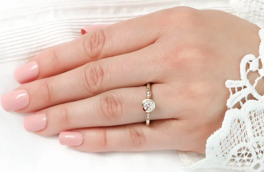 Bezel Set Engagement Ring Dainty Diamond Setting - Emily