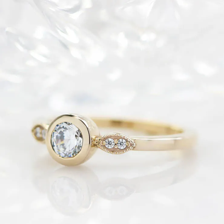 Bezel Set Engagement Ring Dainty Diamond Setting - Emily
