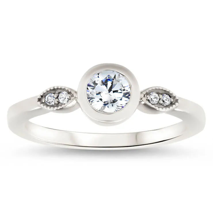 Bezel Set Engagement Ring Dainty Diamond Setting - Emily