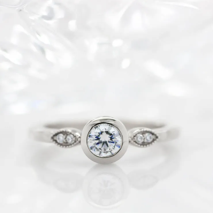 Bezel Set Engagement Ring Dainty Diamond Setting - Emily
