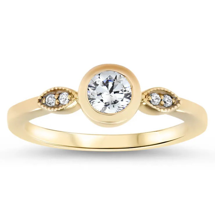 Bezel Set Engagement Ring Dainty Diamond Setting - Emily