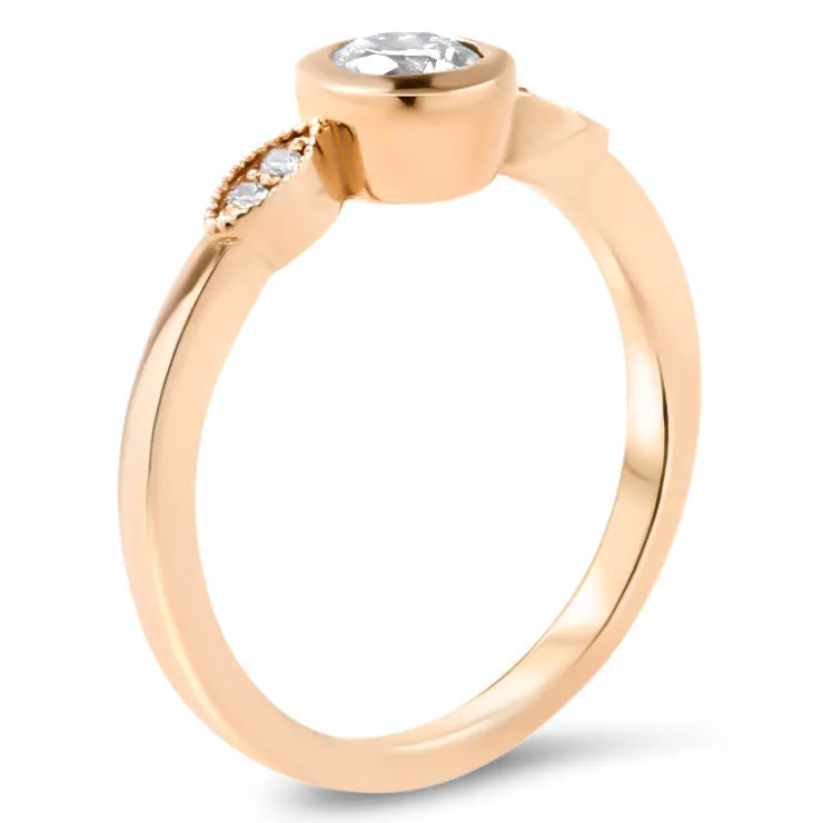 Bezel Set Engagement Ring Dainty Diamond Setting - Emily