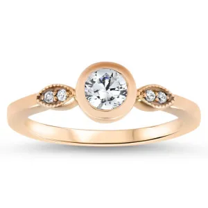Bezel Set Engagement Ring Dainty Diamond Setting - Emily