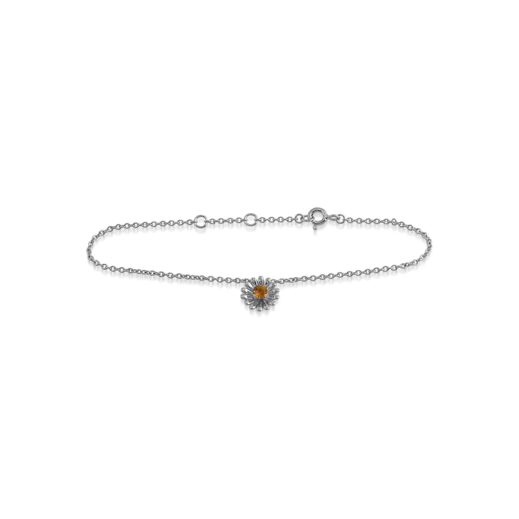 Bracelet Floral Argent 925 Citrine Rond