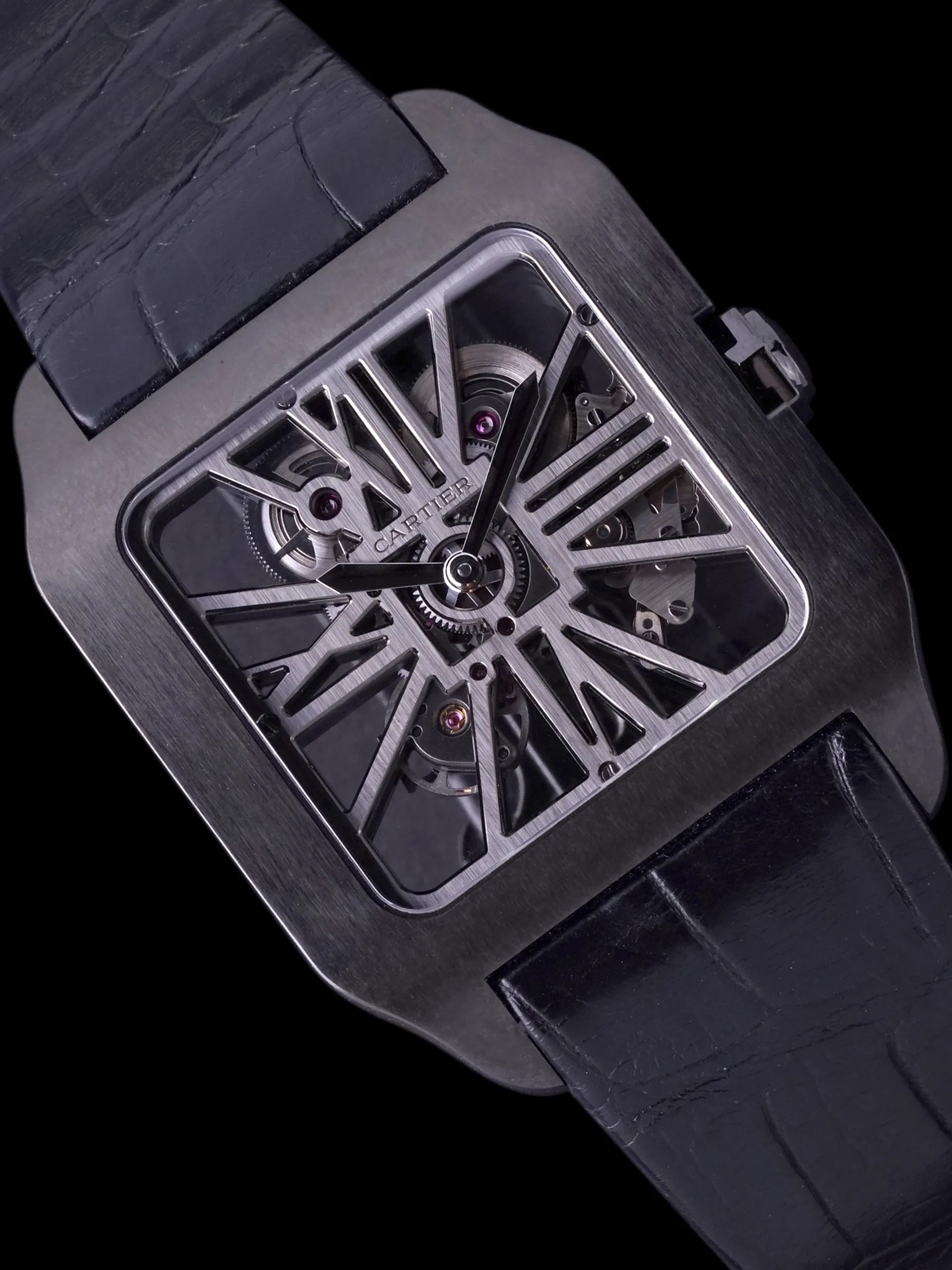 Cartier Santos-Dumont XL Skeleton Titanium DLC (Ref. W2020052) W/ Box & Papers