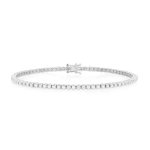 Celebration 9ct White Gold Round Cut 1.00 Carat tw of Certified Lab Grown Diamonds Tennis Bracelet